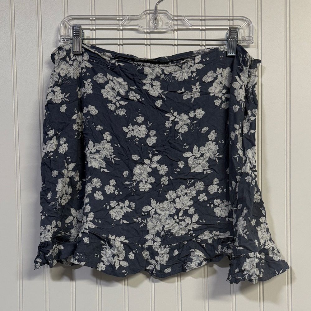 SO slate blue floral circle flowy boho skirt junior's size L